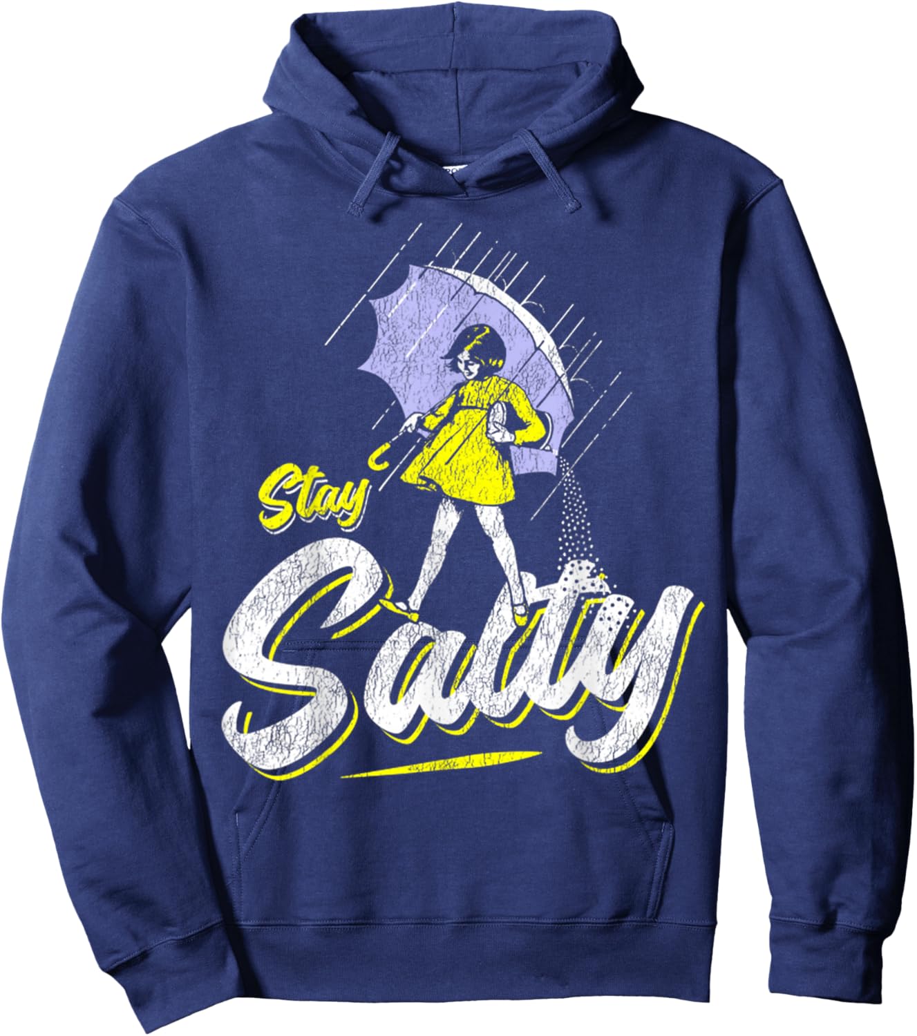 Vintage Salty Meme All These Flavors Girl holding Umbrella Hoodie - Hoodie | Navy