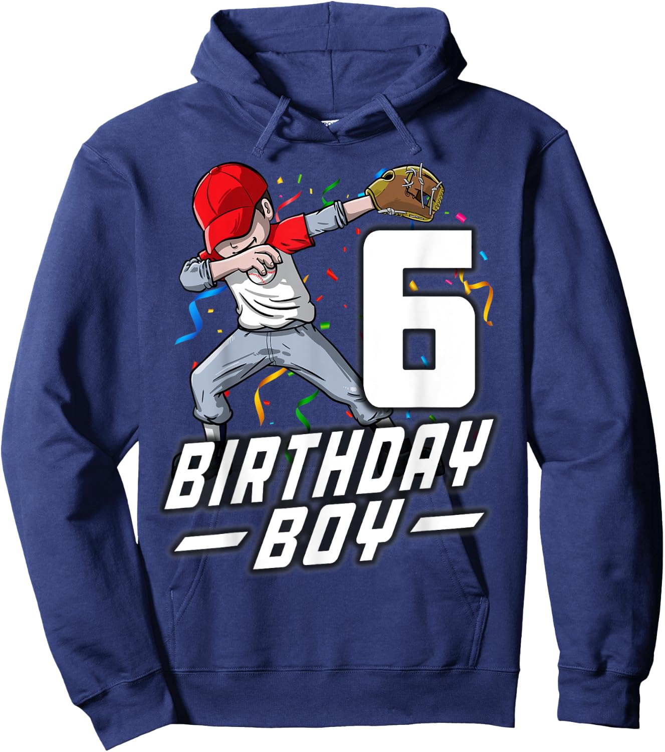 6 Year Old Kids Boys 6th Birthday Baseball Dabbing Gift Hoodie - Hoodie | Navy