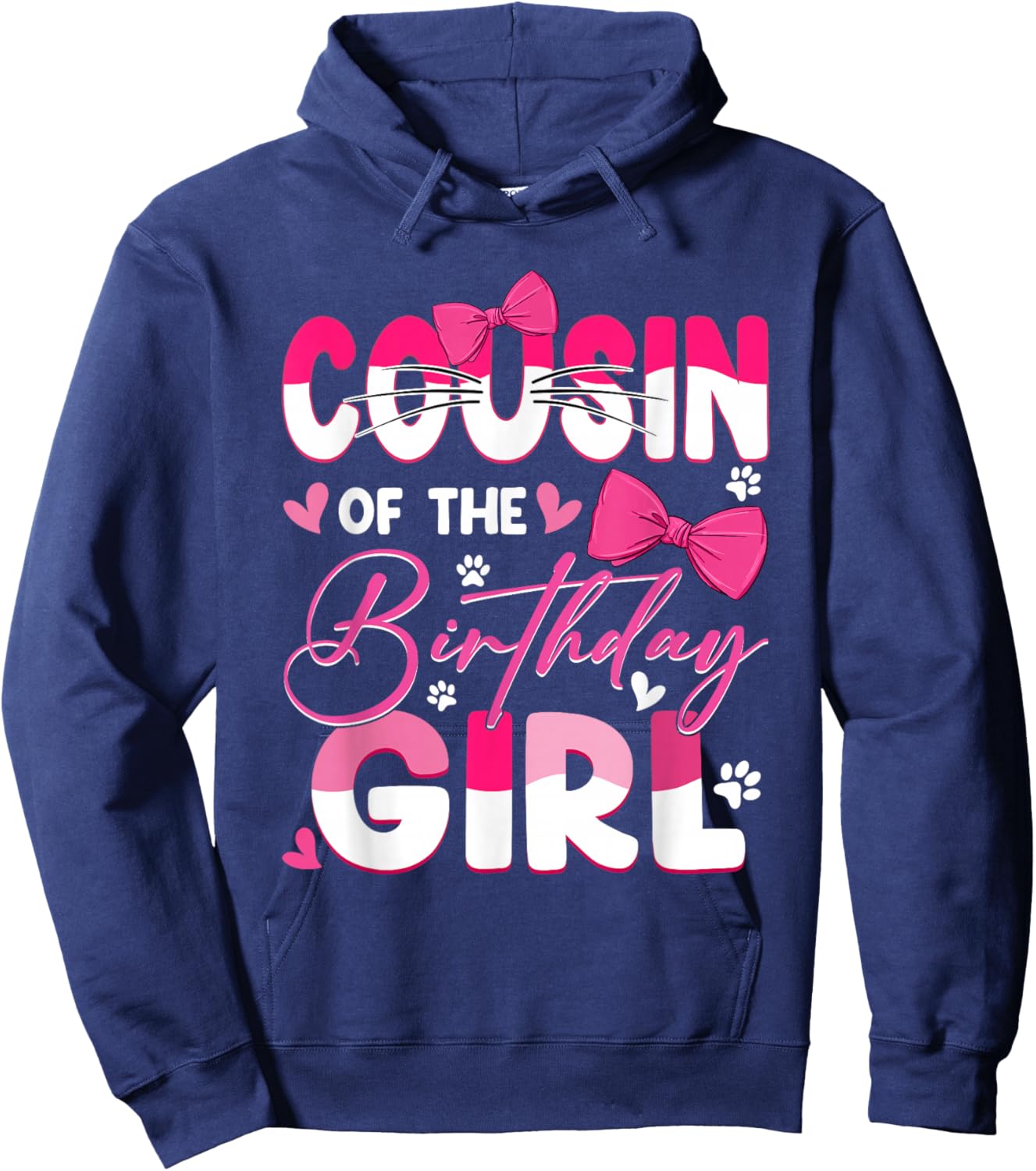 Cousin Of The Birthday Girl Cat Kitty Family Matching Hoodie - Hoodie | Navy