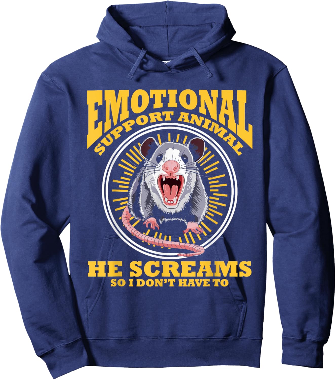 Emotional Support Animal He Screams Funny Opossum Hoodie - Hoodie | Navy