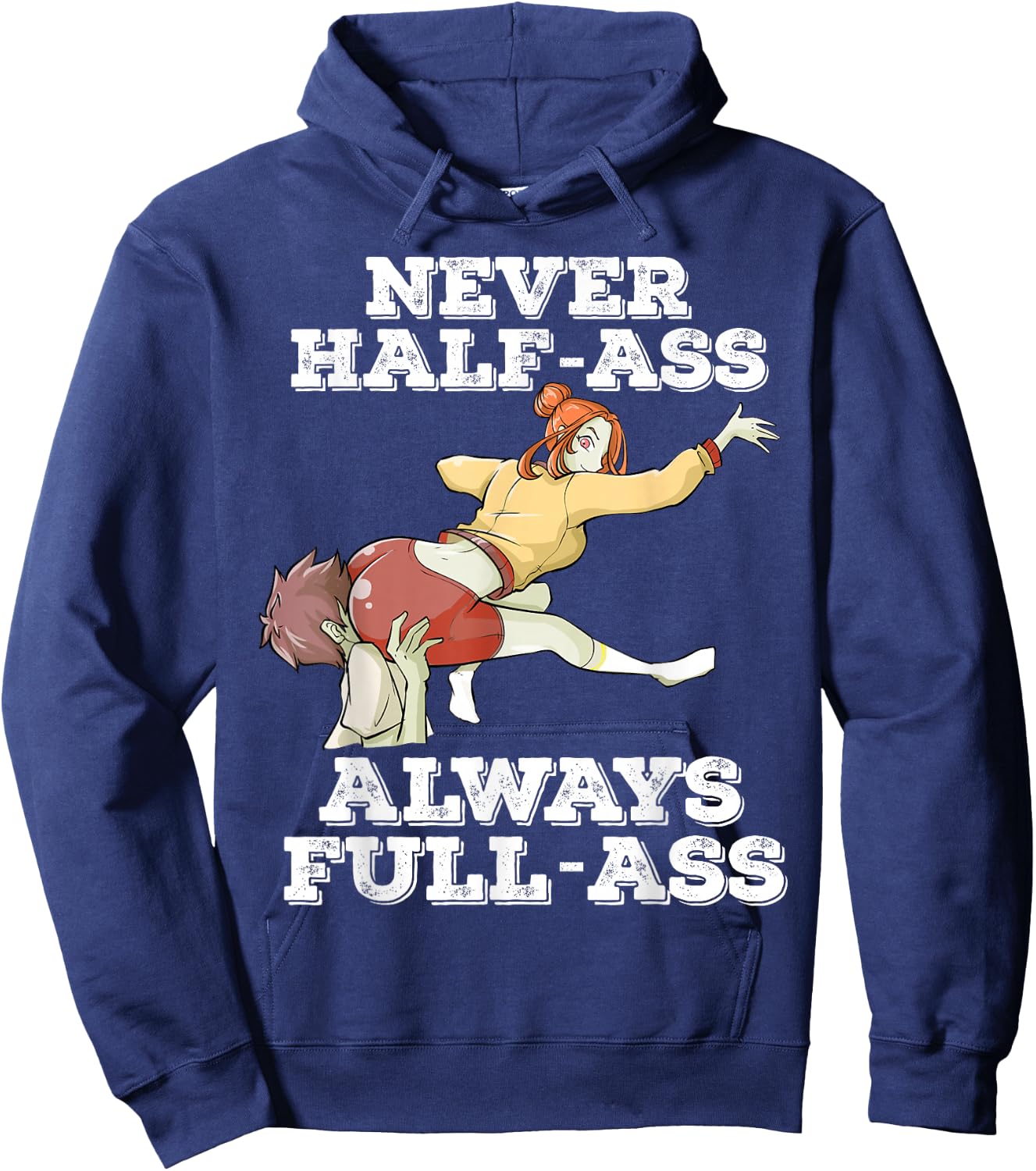 Otaku Ahegao Ecchi Etchi Hentai Half Assed Lewd Half-Assed Hoodie - Hoodie | Navy