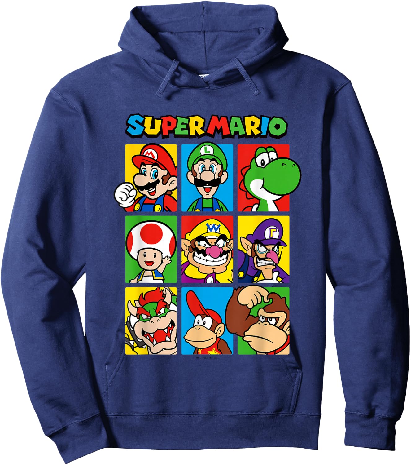 Super Mario Classic Big Character Box Up Portraits Hoodie - Hoodie | Navy