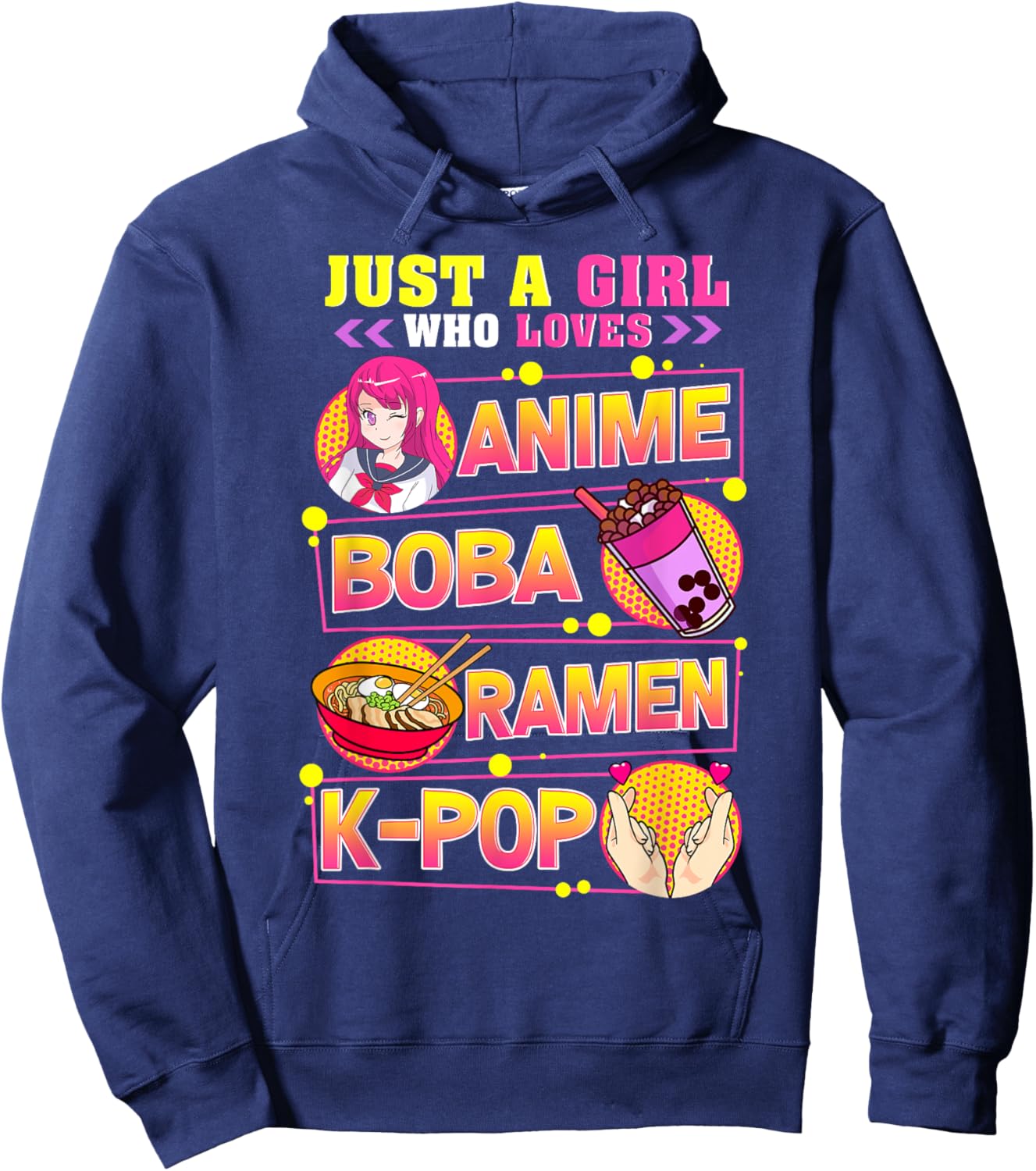 Just A Girl Who Loves Anime Boba Ramen K-Pop Hoodie - Hoodie | Navy