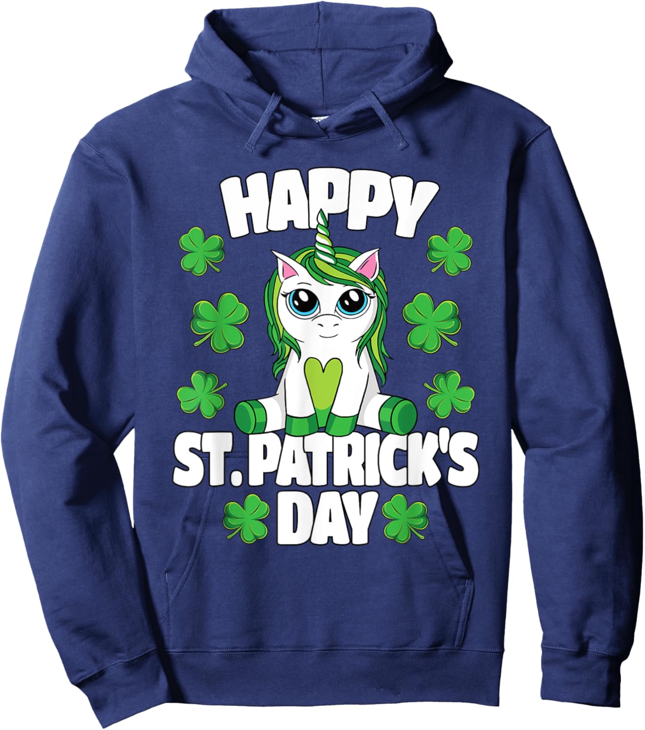 Happy St. Patrick's Day Lepricorn Irish Unicorn Girls Hoodie - Hoodie | Navy