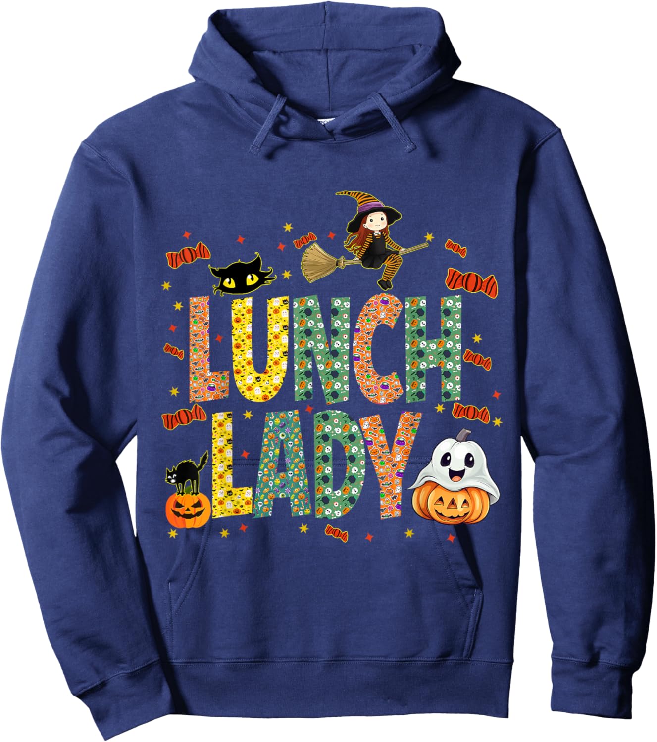 Halloween Lunch Lady Cafeteria Spooky Lunch Lady Halloween Hoodie - Hoodie | Navy