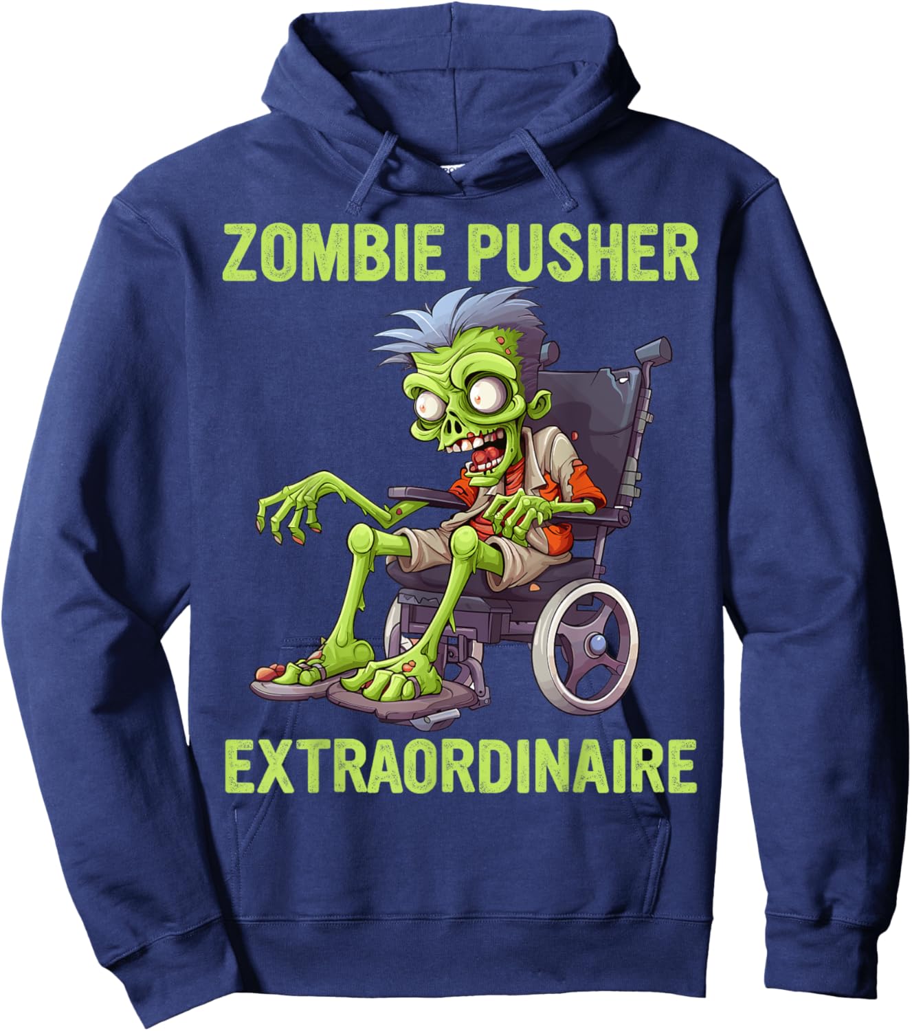 Wheelchair Costume Zombie Pusher Halloween Handicap Joke Hoodie - Hoodie | Navy