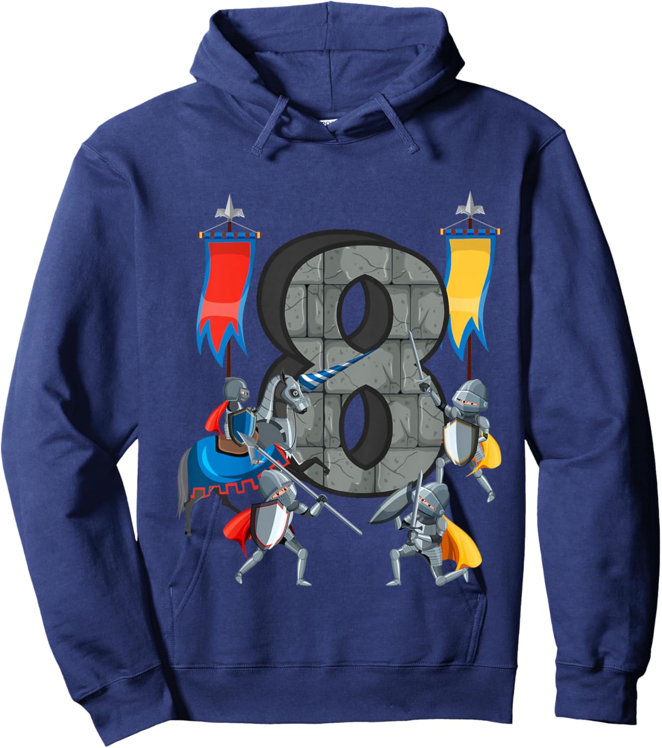 Medieval Knights Middle Ages History Castle 8th Birthday Hoodie - Hoodie | Navy