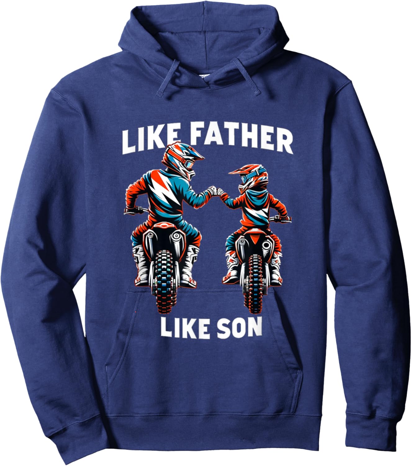 Dirt Bike Family Father Son Motocross Off-Road MX Dad Boys Hoodie - Hoodie | Navy