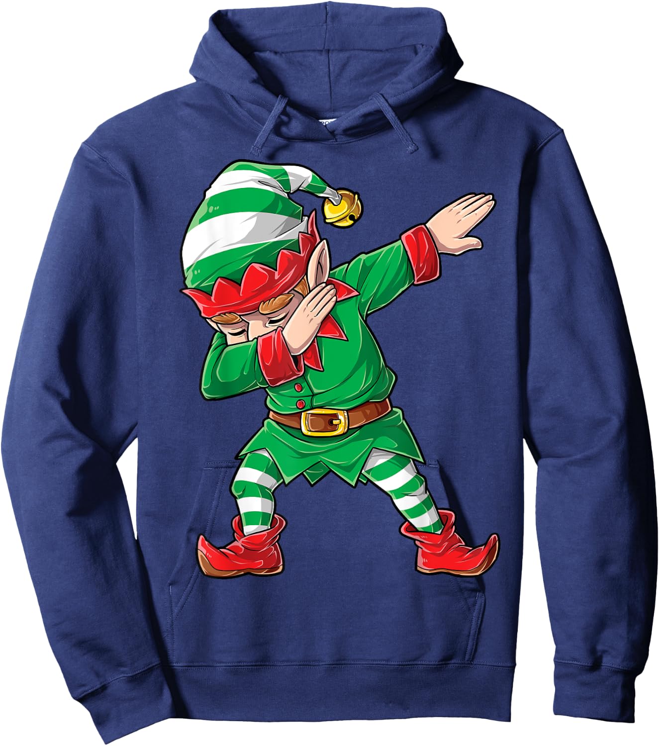 Christmas Dabbing Elf Squad Boys Men Xmas Family Matching Short Sleeve Hoodie - Hoodie | Navy