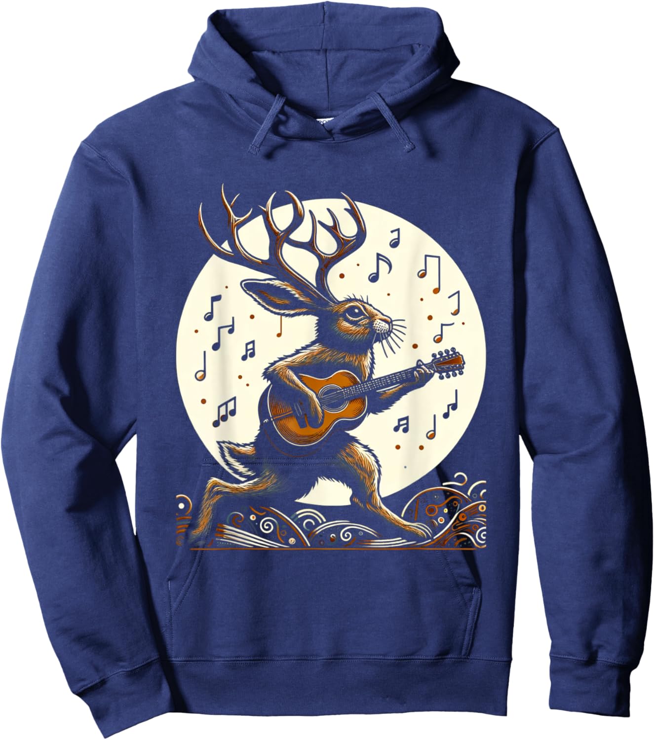 Graphic Art Funny Jackalope Playing Guitar Lovers Animals Hoodie - Hoodie | Navy