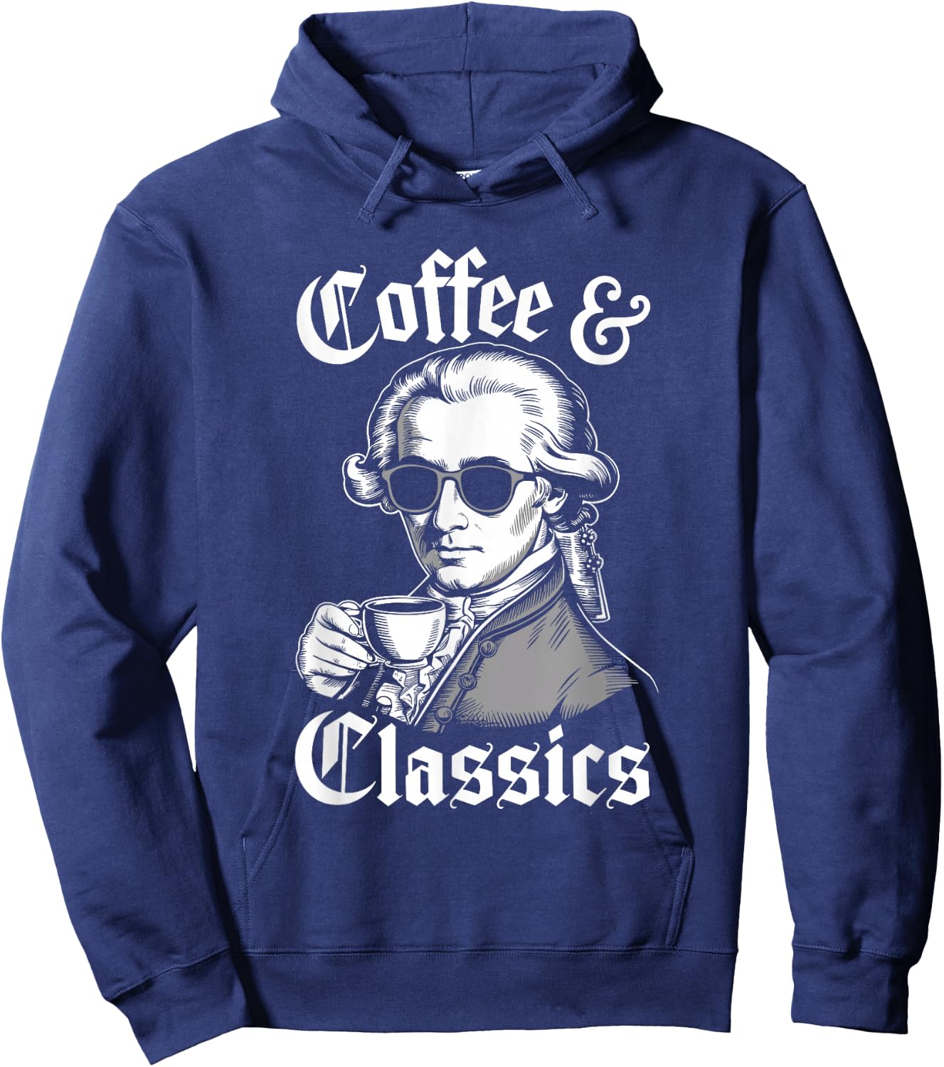 Wolfgang Amadeus Mozart Quote Coffee & Classical Music Lover Hoodie - Hoodie | Navy