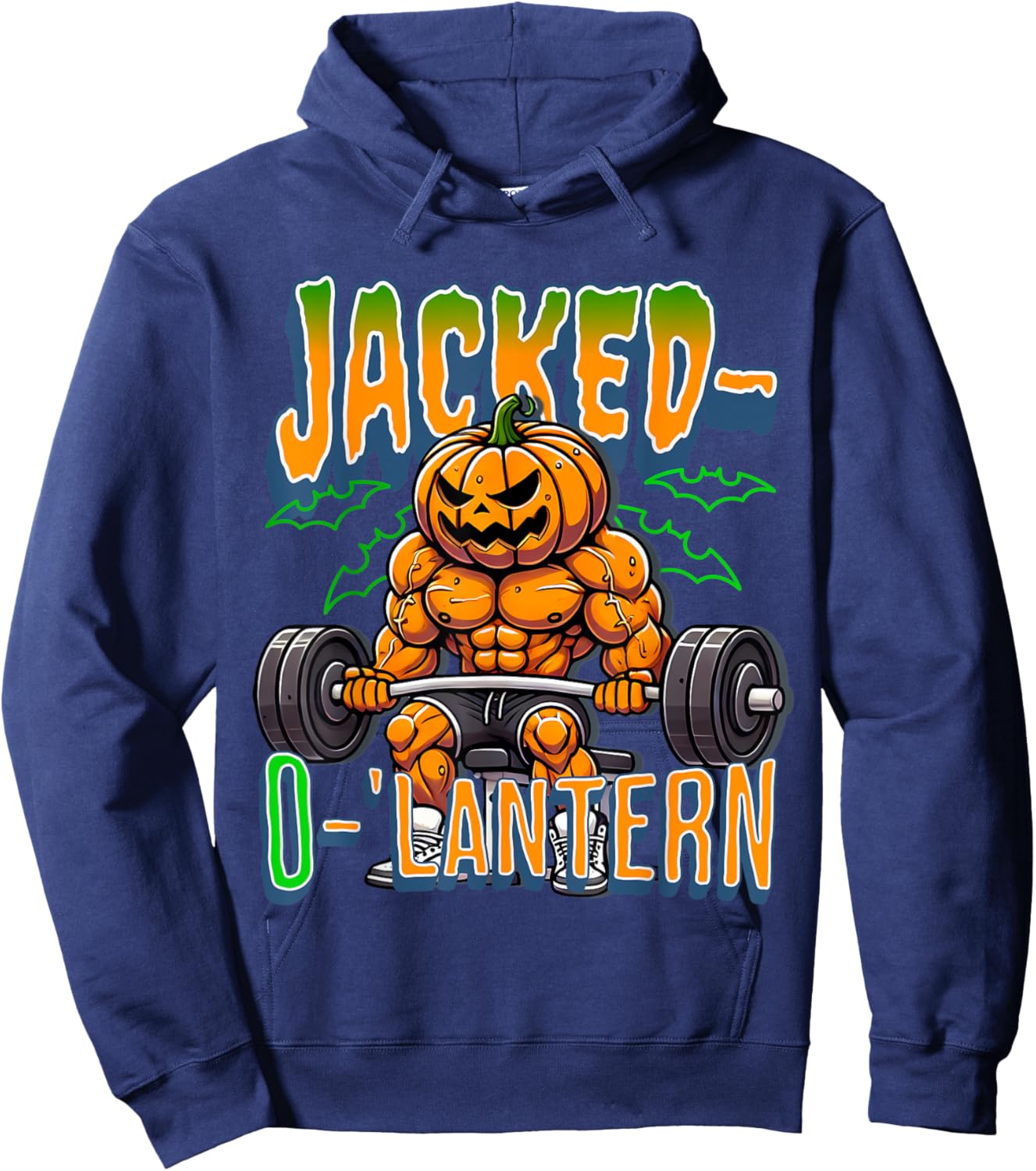 Jacked-O'-Lantern Halloween Fitness Pumpkin Gym Workout Hoodie - Hoodie | Navy