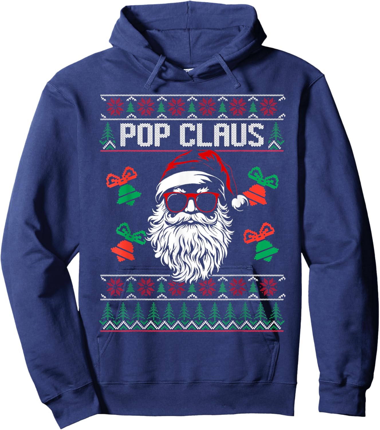 POP CLAUS Christmas Santa Claus Matching Family Pajamas Hoodie - Hoodie | Navy
