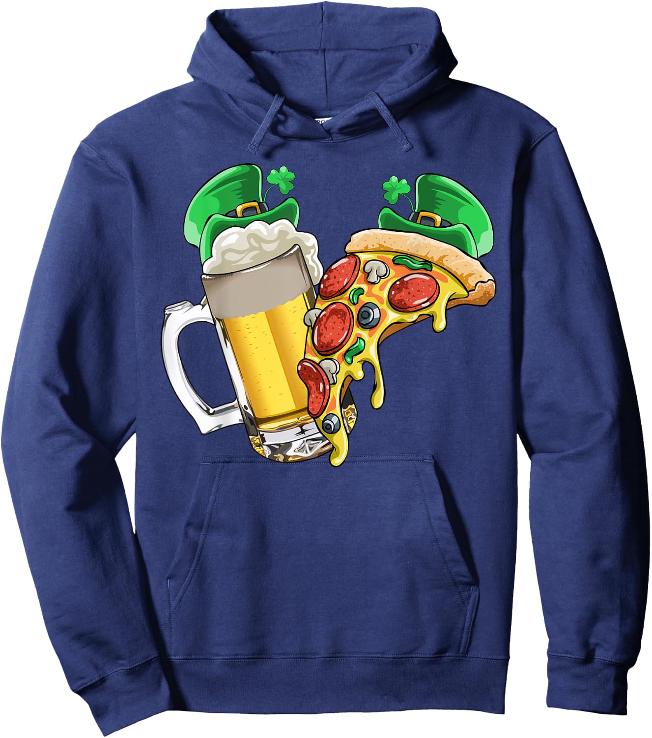 Beer Pizza St Patricks Day T Shirt Gift Party Women Men Hoodie - Hoodie | Navy