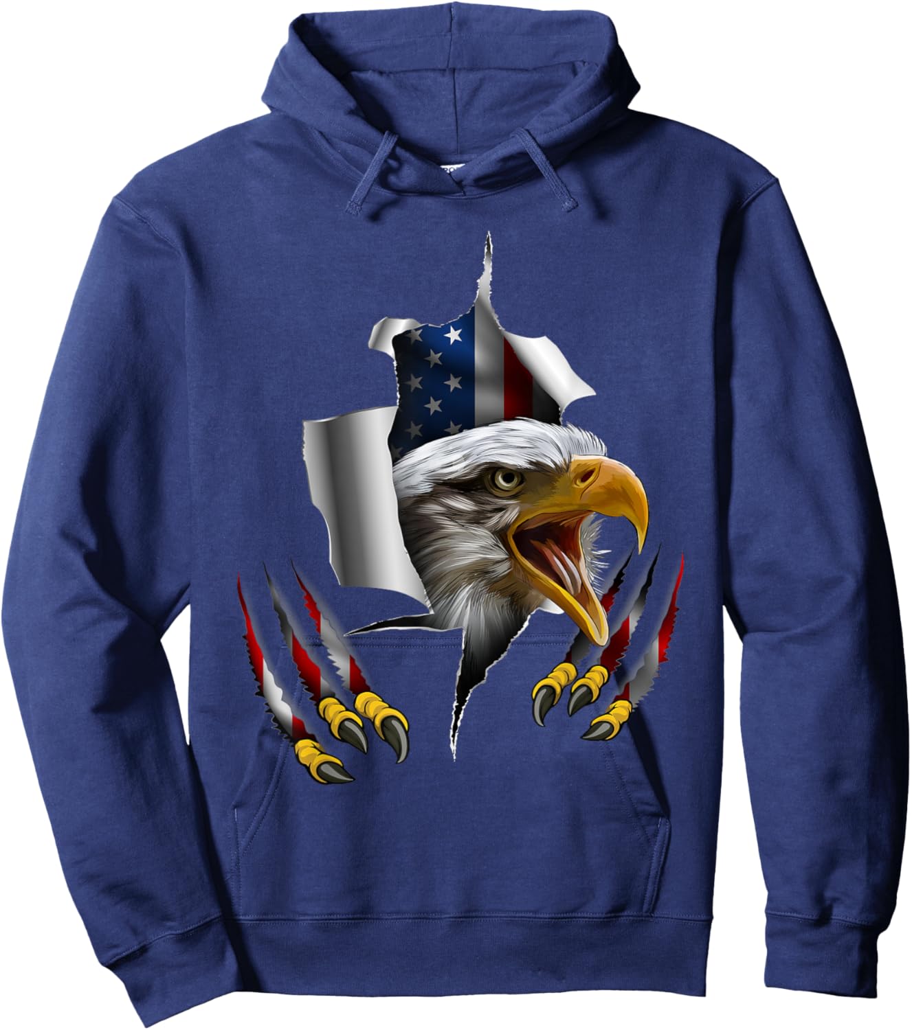 Patriotic USA Bald Eagle 4th of July Flag Vintage Hoodie - Hoodie | Navy