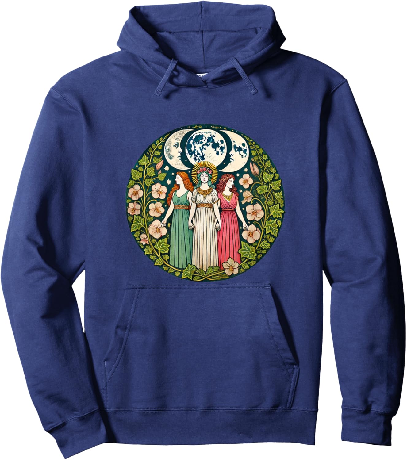 Triple Moon Goddesses Illustration Maiden Mother Crone Hoodie - Hoodie | Navy