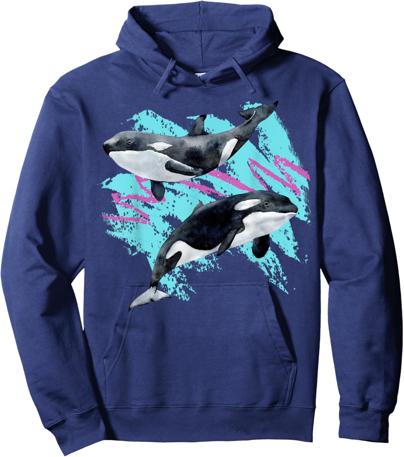Save Whales 90s Ocean Animals Chart Mammals Guide Orca Eco Hoodie - Hoodie | Navy