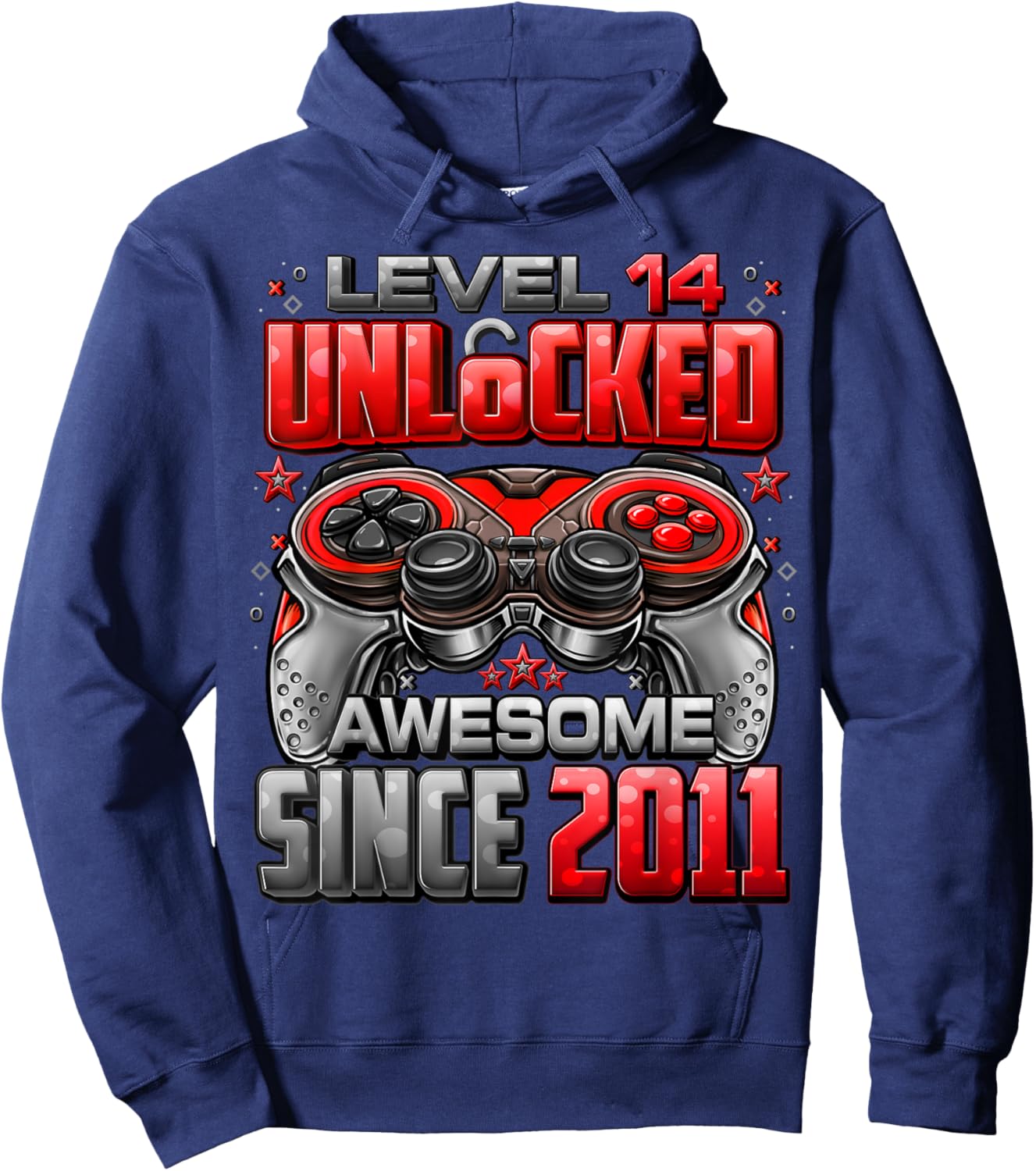 Level 14 Unlocked Awesome Since 2011 14th Birthday Gaming Hoodie - Hoodie | Navy