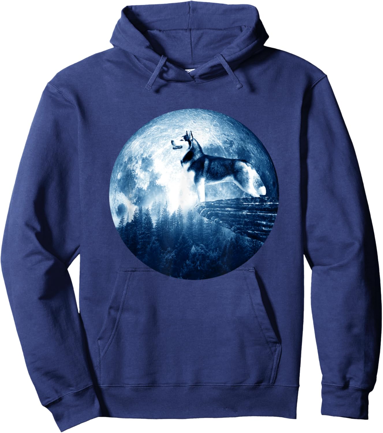 Siberian Husky Dog Moon Dog Mom Dad Women Men Dog Lovers Hoodie - Hoodie | Navy
