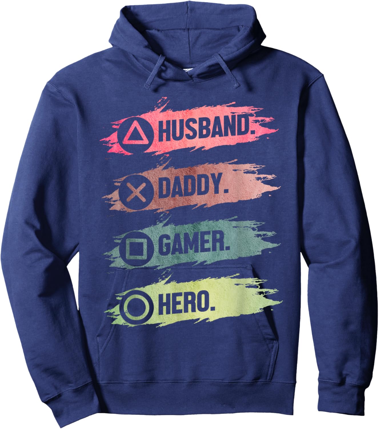 Husband Daddy Gamer Hero Funny Gaming Dad Father's Day Hoodie - Hoodie | Navy