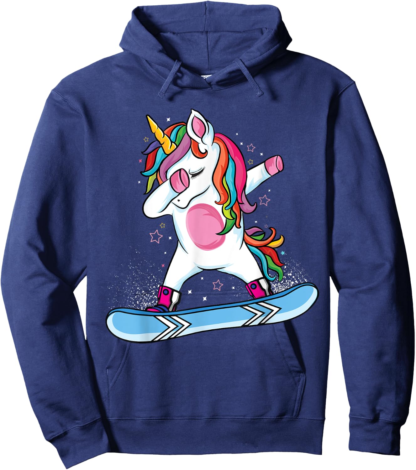 Cute unicorn Snowboarding Skiing Dabbing unicorn Snowboard Hoodie - Hoodie | Navy
