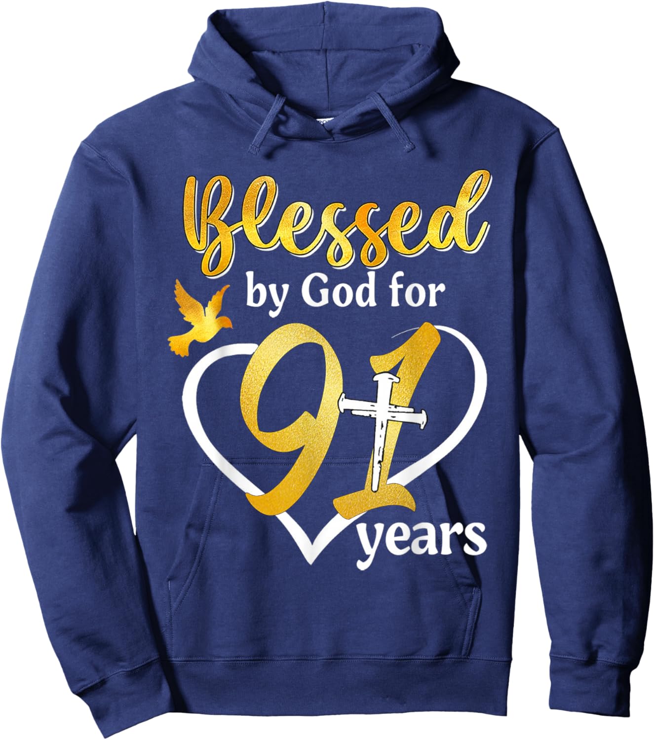 Blessed By God For 91 Years Old 91st Birthday Party Women Hoodie - Hoodie | Navy