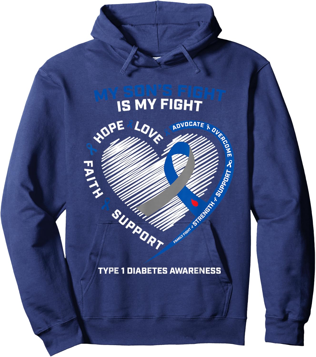 T1D Mom Dad My Son's Fight Type 1 Diabetes Awareness Gifts Hoodie - Hoodie | Navy