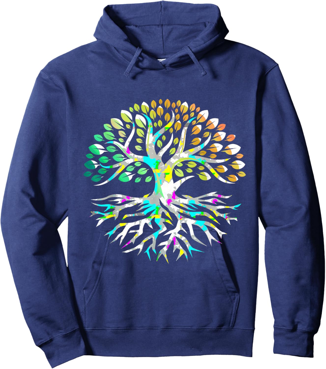 Yggdrasil Tree of Life Colorful Peaceful Mind Sacred Tree Hoodie - Hoodie | Navy