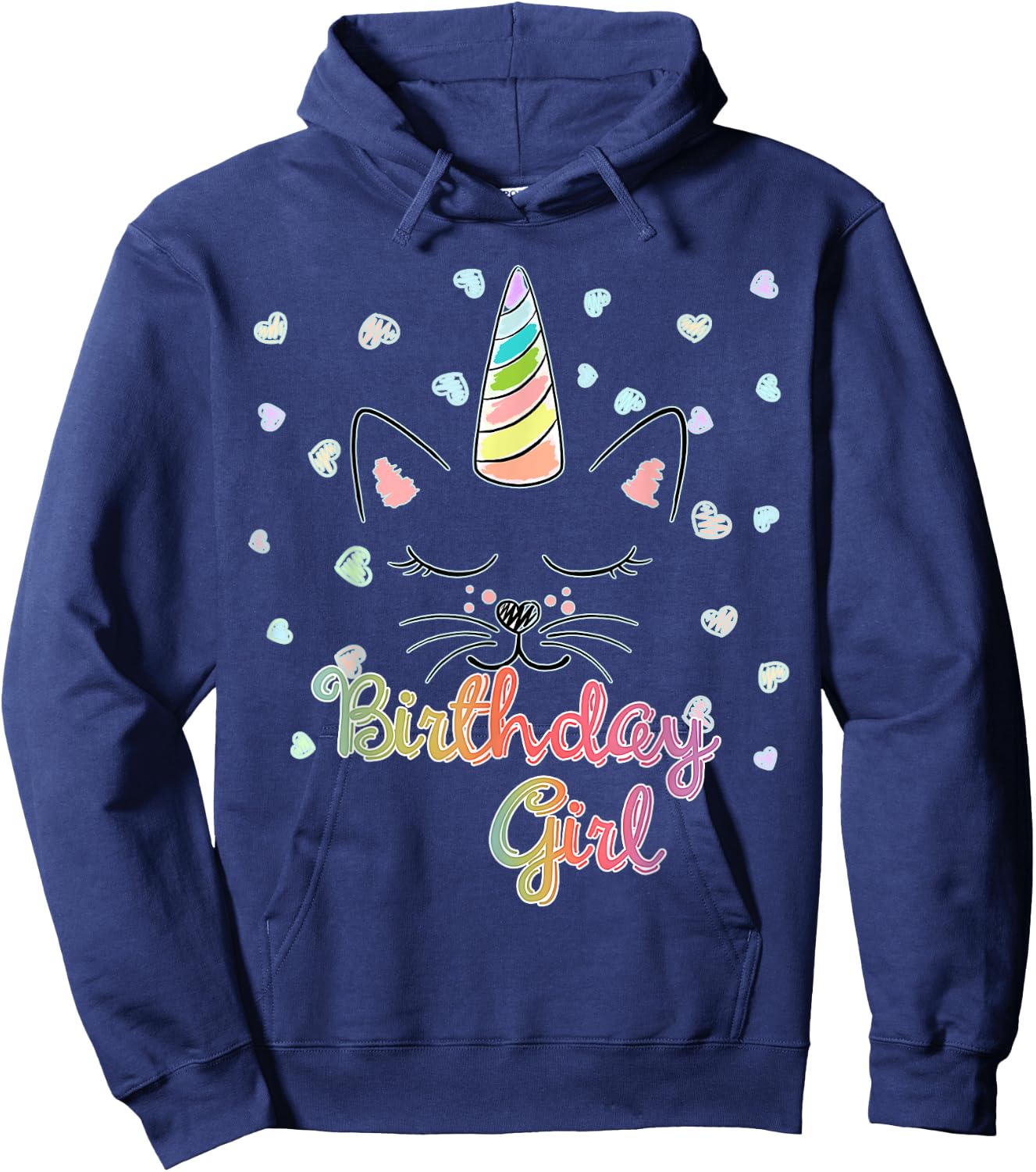 Caticorn Unicat Birthday Party Girl Shirt Hoodie - Hoodie | Navy