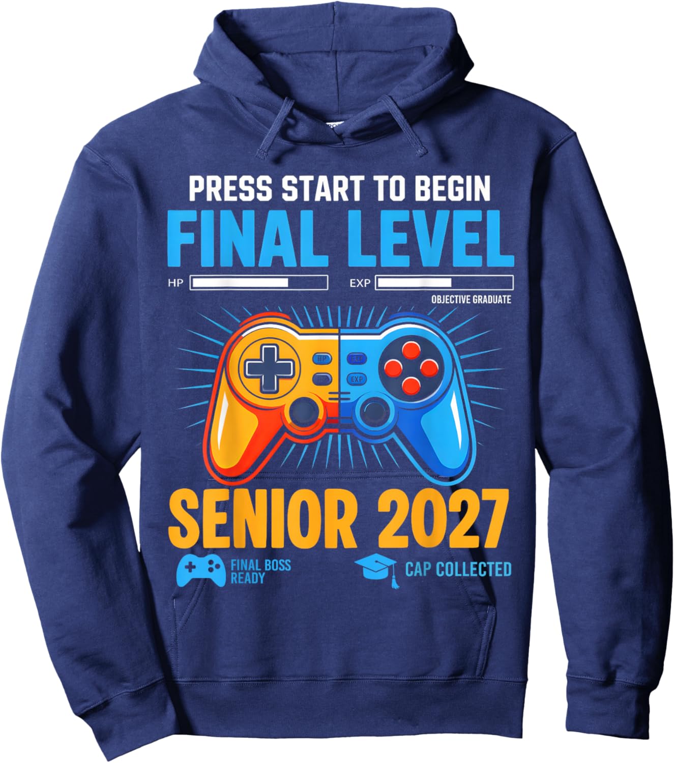 Senior Class of 2027 Back to School Gamer Senior 2027 Boys Hoodie - Hoodie | Navy