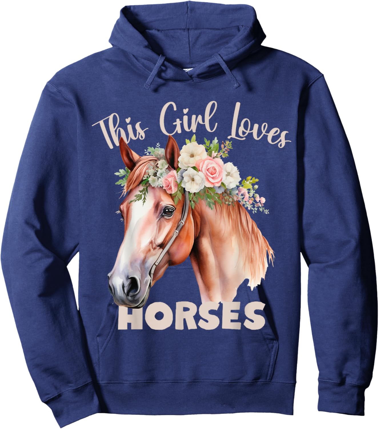 This Girl Loves Horse for Horse or Pony Loving Girls Women Hoodie - Hoodie | Navy