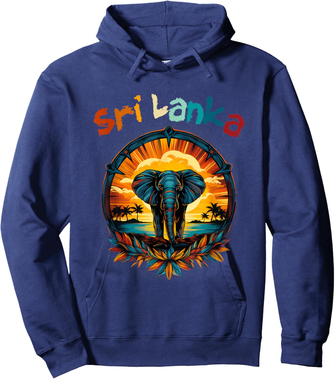 Calming Sri Lanka Elephant: Zen Inspired Buddha Spirituality Hoodie - Hoodie | Navy