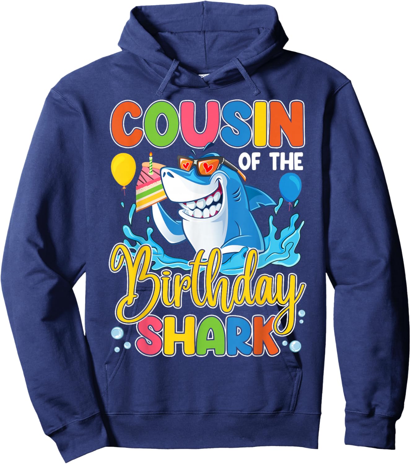 Funny Cousin Of The Shark Birthday Animal Lover Boys Girls Hoodie - Hoodie | Navy