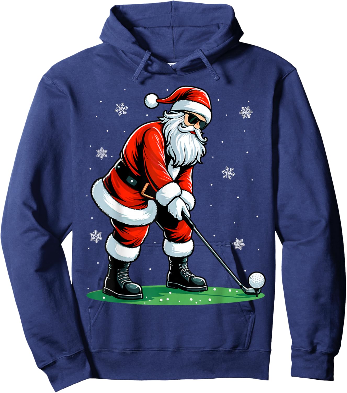 Christmas Golf Santa Golfer Xmas Funny Christmas Golfing Hoodie - Hoodie | Navy