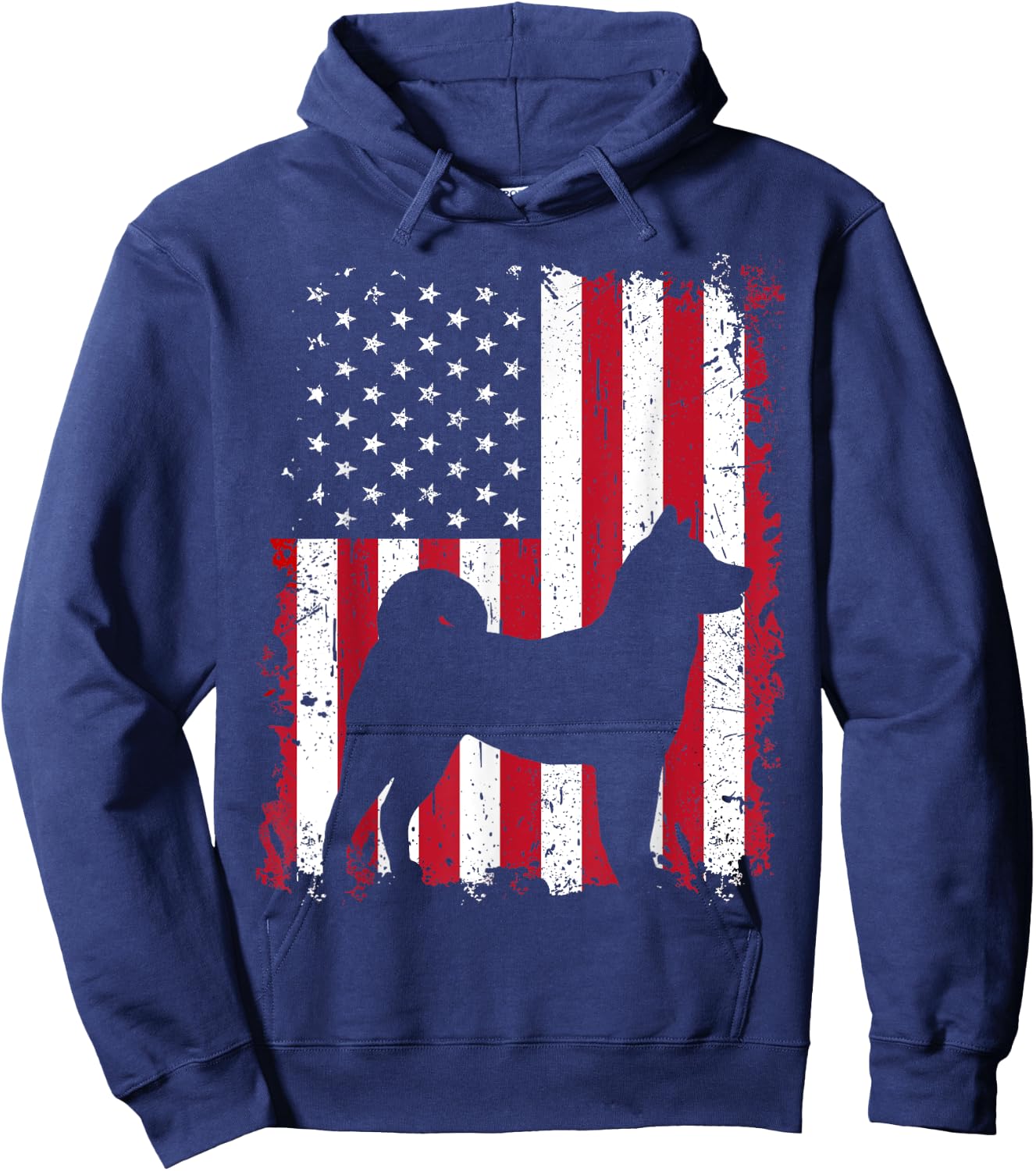 Akita 4th of July Patriotic American USA Flag Gift Women Kids Men Hoodie - Hoodie | Navy