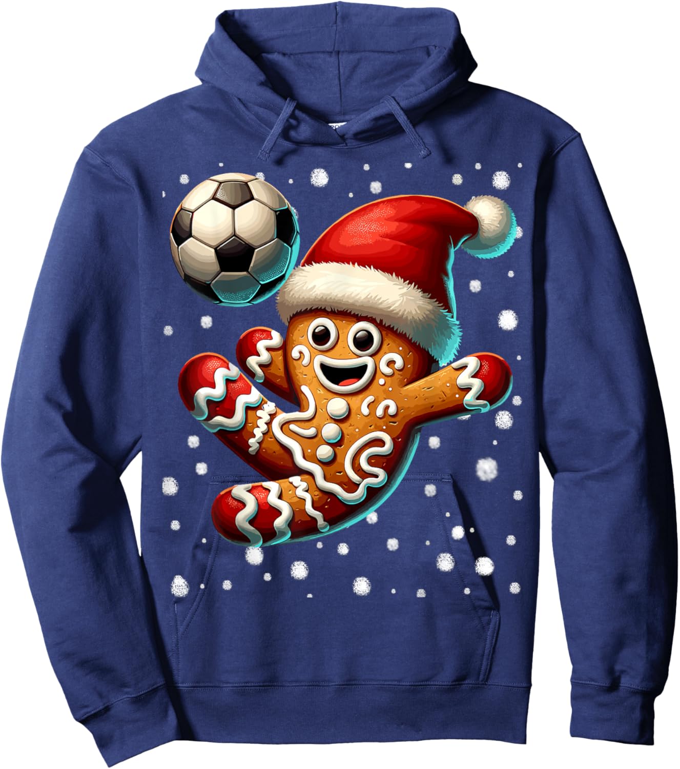 Gingerbread Plays Soccer Bicycle Kick, Cookie Christmas Hoodie - Hoodie | Navy