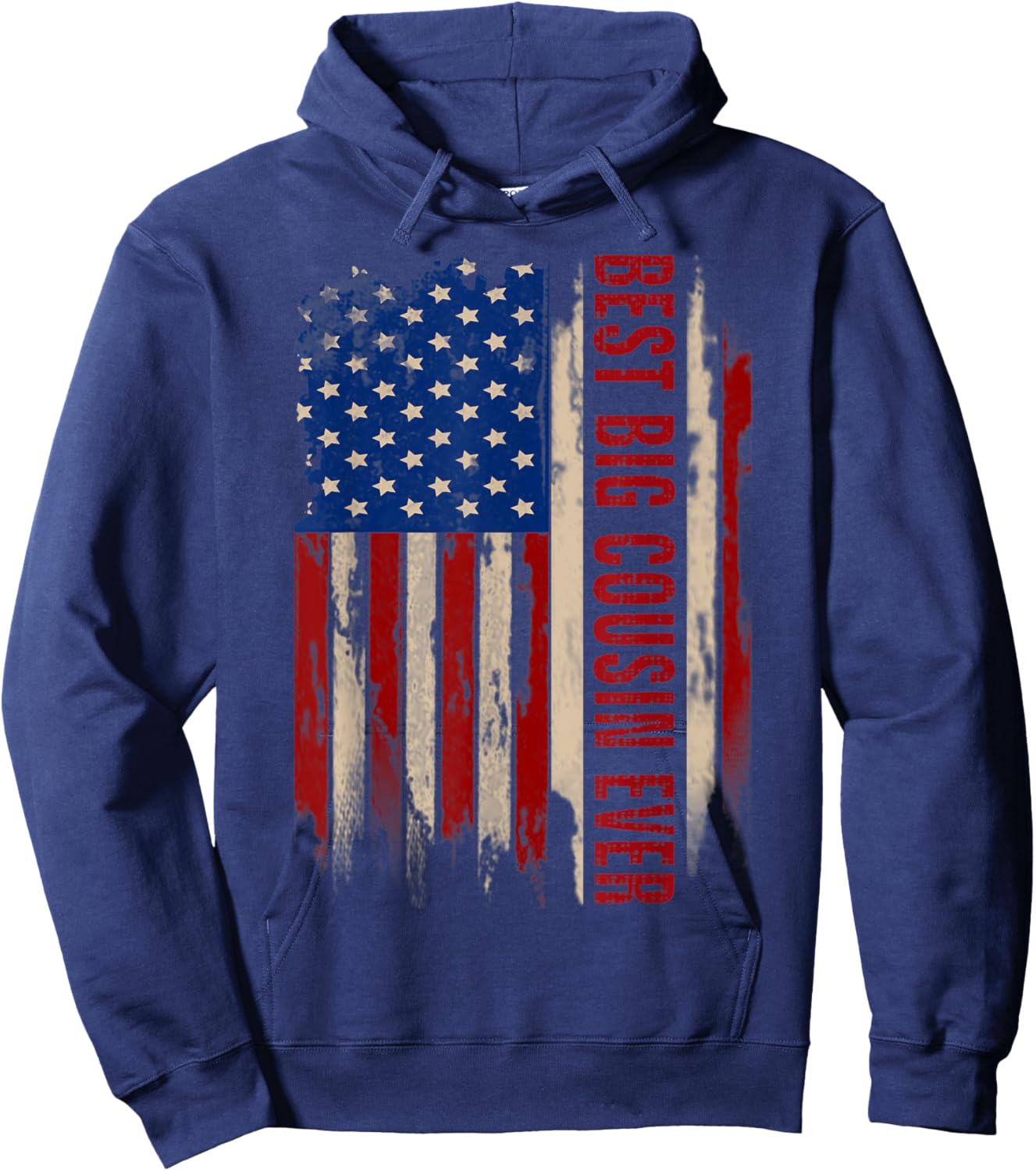 Vintage Best Big Cousin Ever American Flag Father's Day Gift Women Kids Men Hoodie - Hoodie | Navy