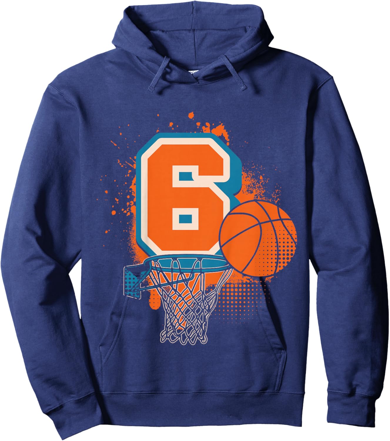 Kids 6th Birthday Boy Basketball Player Basketball 6 Years Old Hoodie - Hoodie | Navy