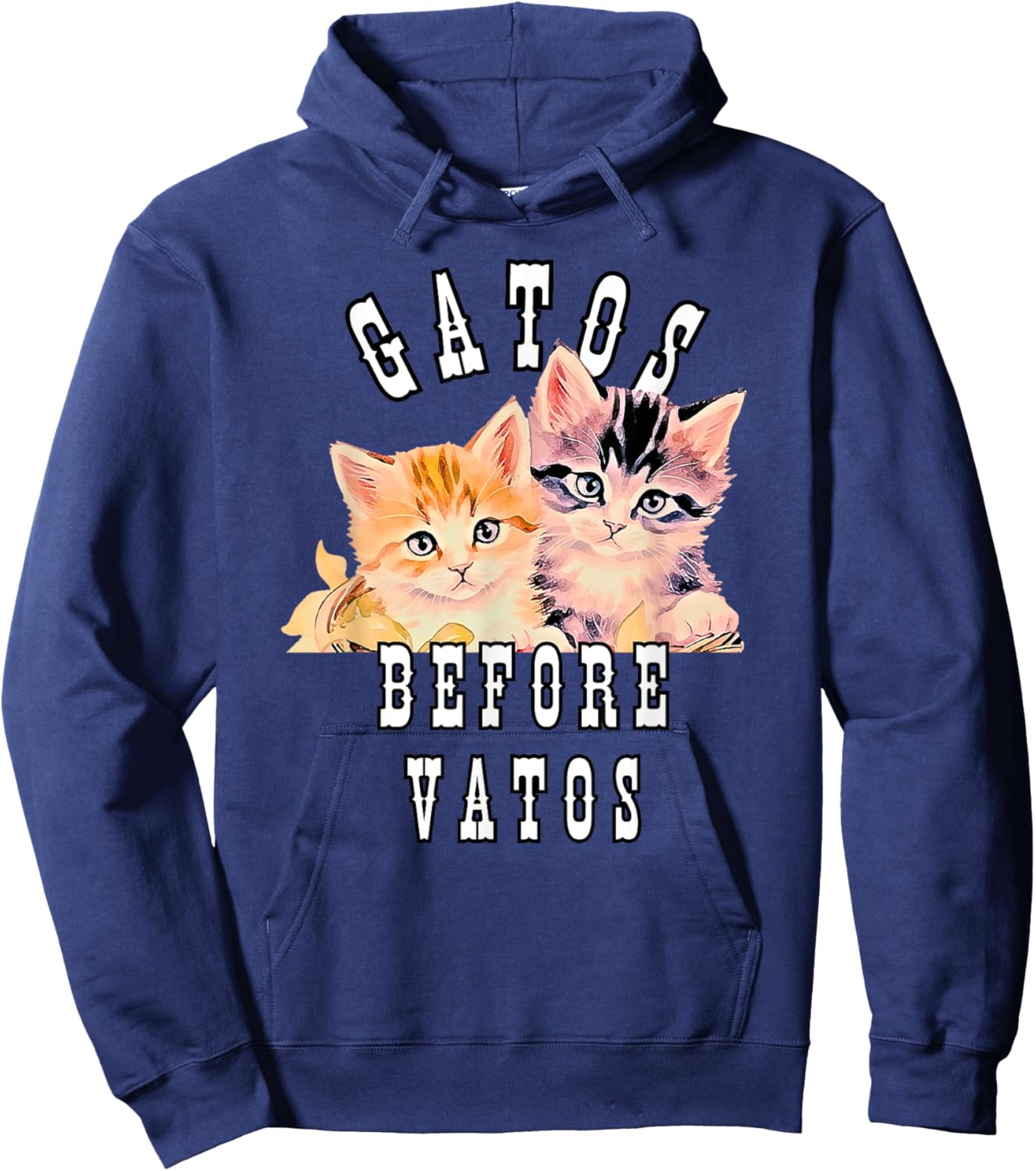 Gatos Before Vatos Galentines Day Valentines Vintage Cat Women Hoodie - Hoodie | Navy