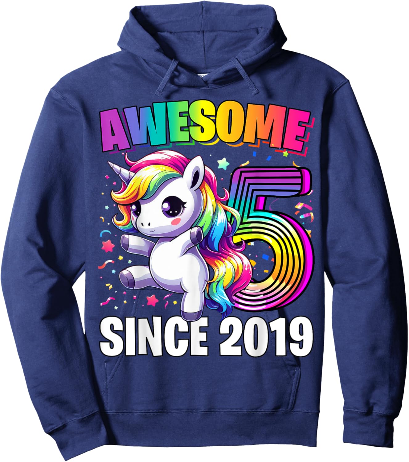 Unicorn 5th Birthday 5 Year Old Unicorn Party Girls Outfit Hoodie - Hoodie | Navy