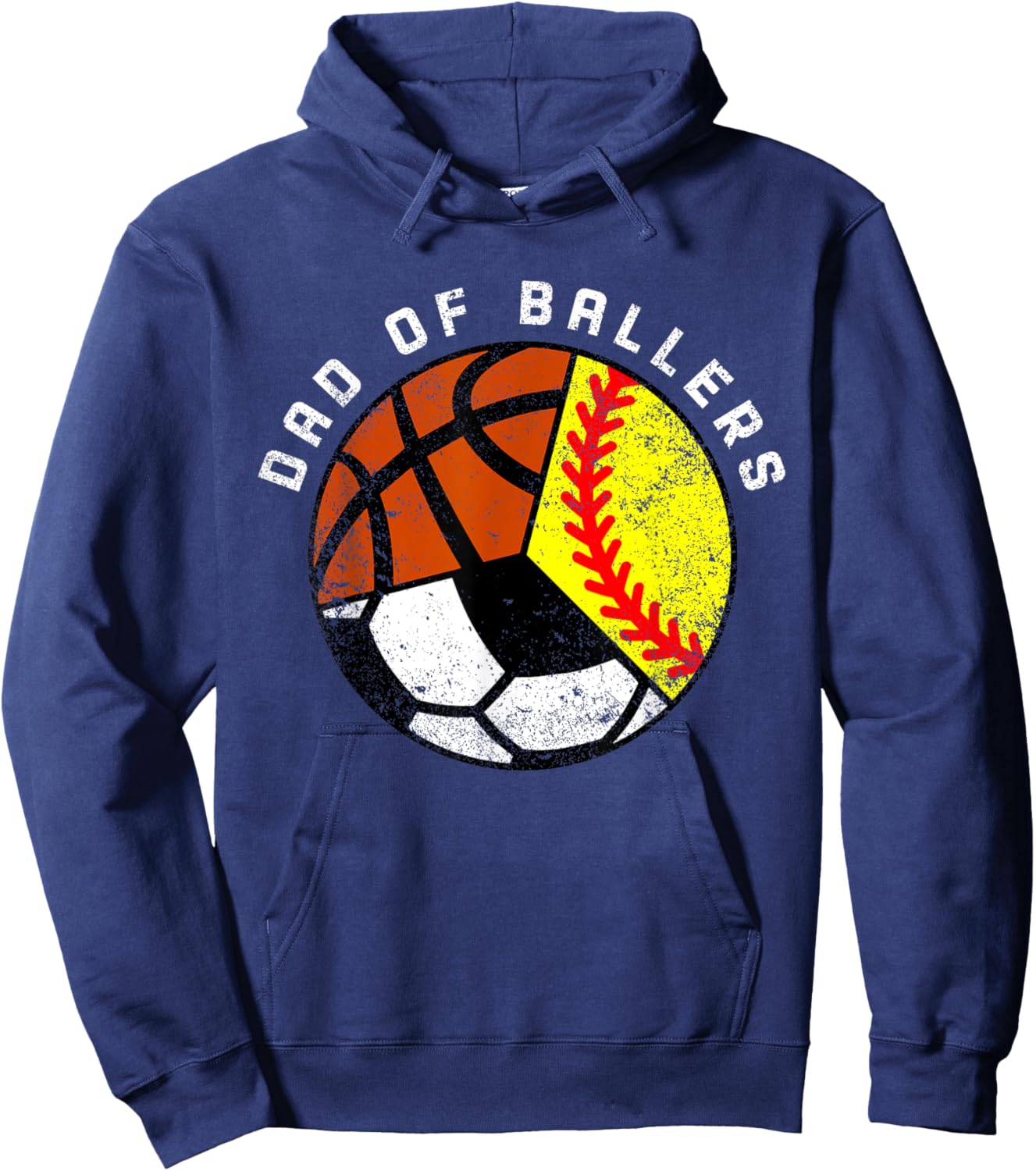 Dad Of Ballers Funny Softball Soccer Basketball Dad Hoodie - Hoodie | Navy
