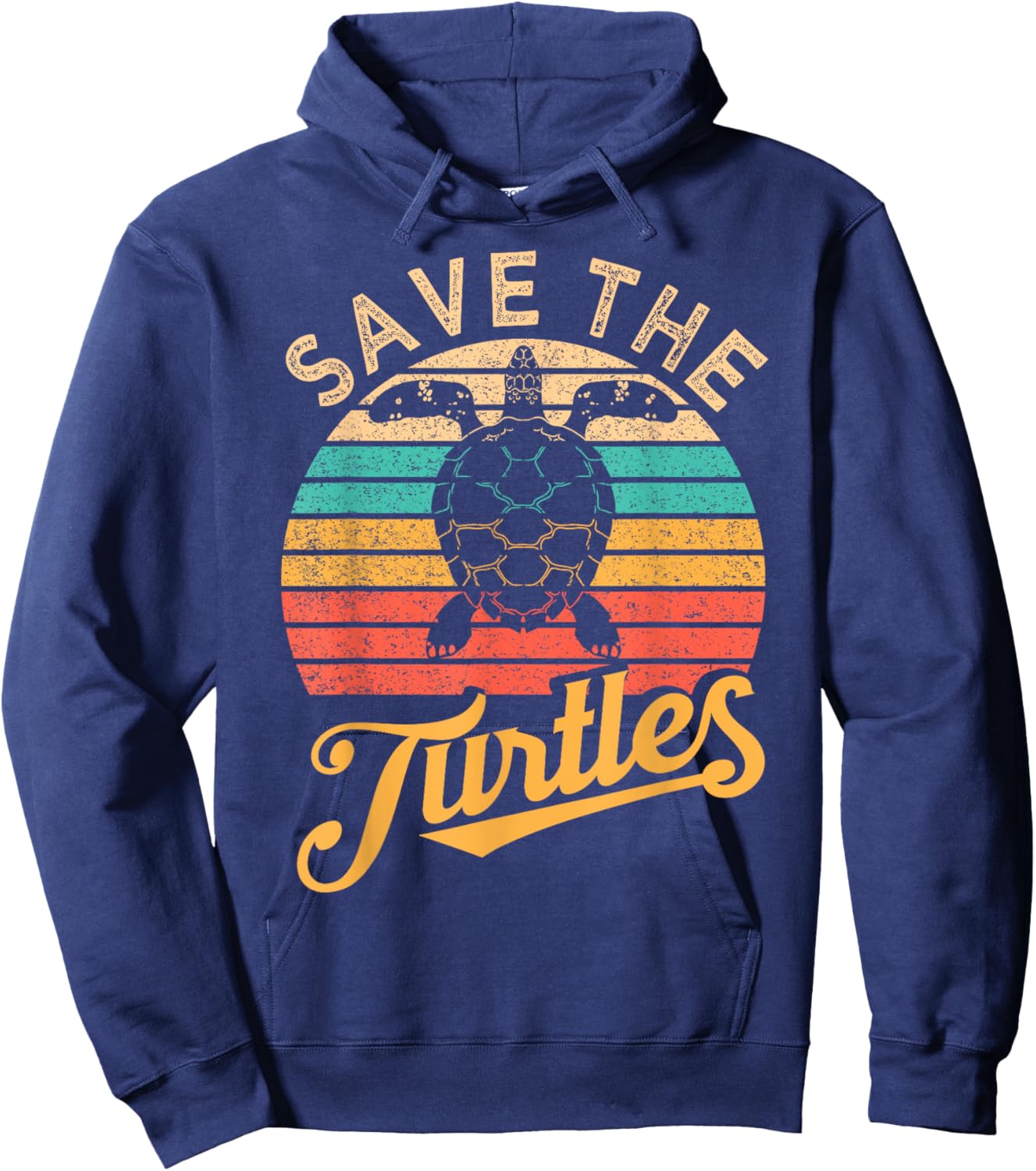 Save The Turtles Animal Rights Sea Turtle Retro Style Gift Hoodie - Hoodie | Navy