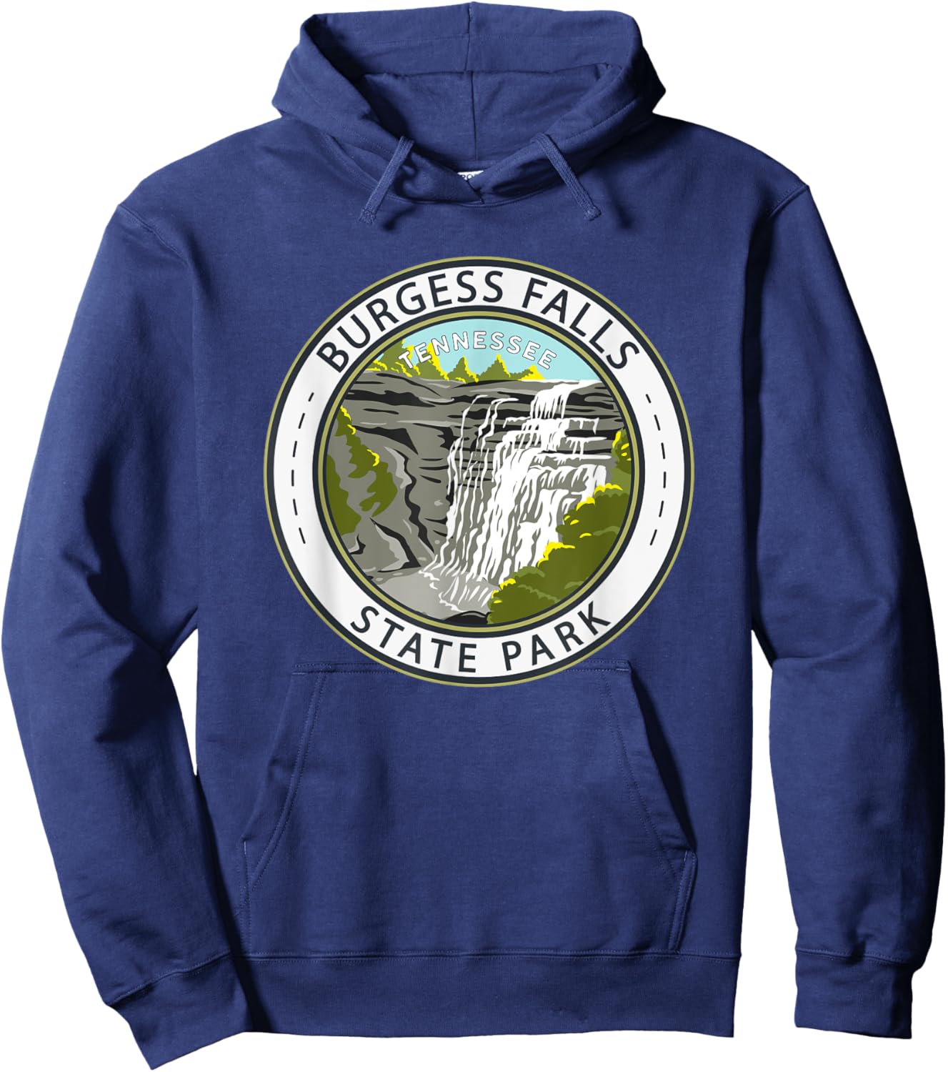Burgess Falls State Park Tennessee Badge Vintage Hoodie - Hoodie | Navy
