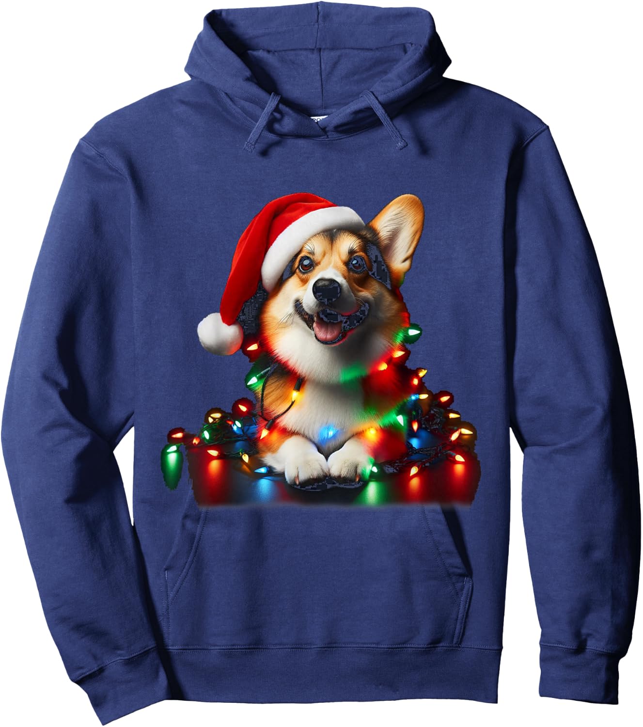 Corgi Santa Christmas Tree Lights Boys Men Corgmas Dog Hoodie - Hoodie | Navy