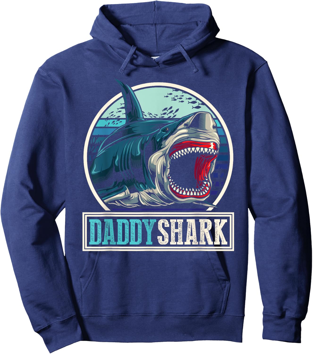 Dad Animal Sea Monster Fathers Day Gift Predator Daddy Shark Hoodie - Hoodie | Navy