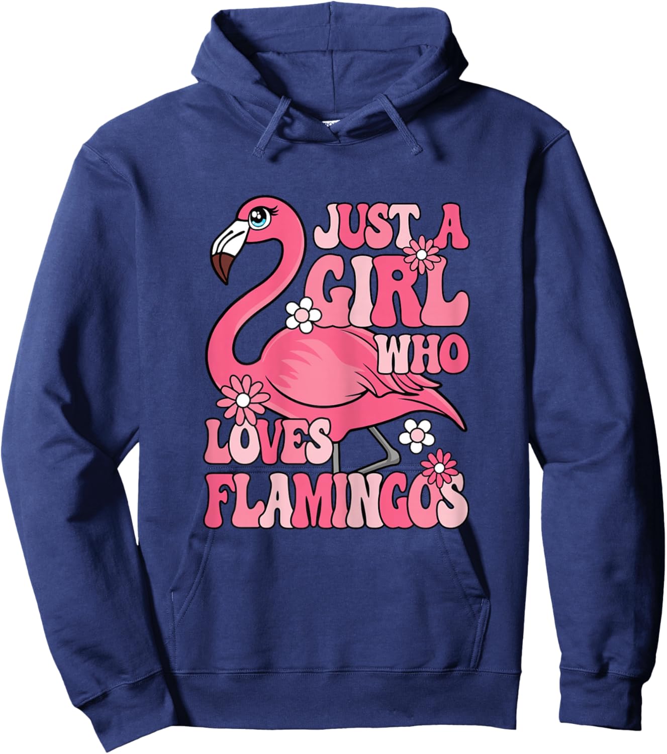 Just A Girl Who Loves Flamingos Groovy Flamingo Lover Girls Hoodie - Hoodie | Navy