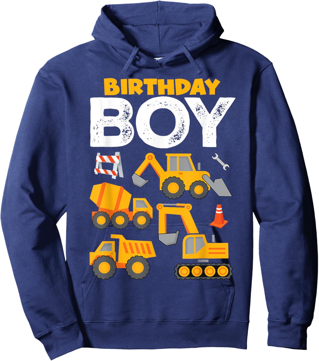 Kids Birthday Boy Construction Birthday Shirt Party Supplies Hoodie - Hoodie | Navy