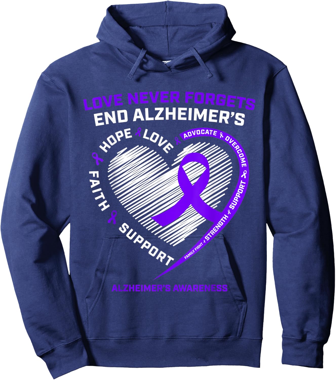 Purple End Alzheimers Awareness Shirts Gift Men Women Hoodie - Hoodie | Navy
