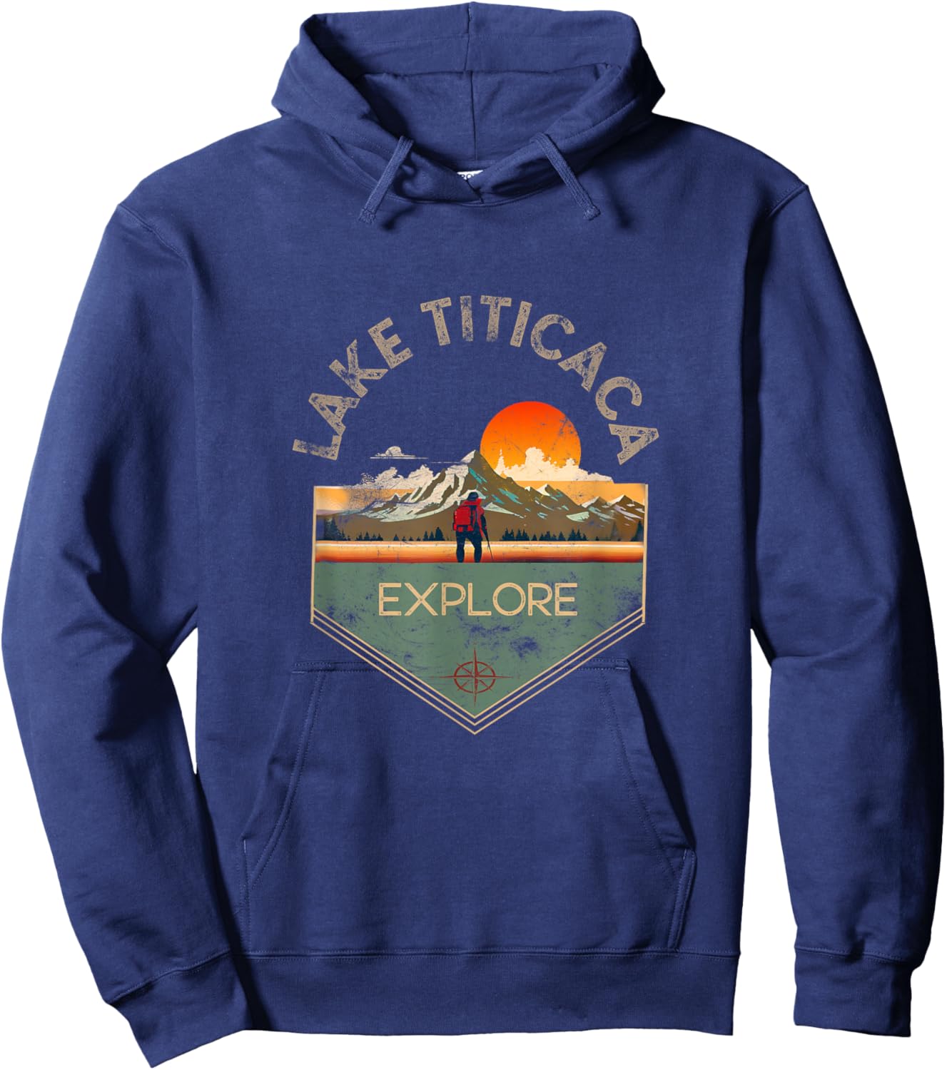 Lake Titicaca Retro Vintage Hiking Apparel - Souvenir Hoodie - Hoodie | Navy