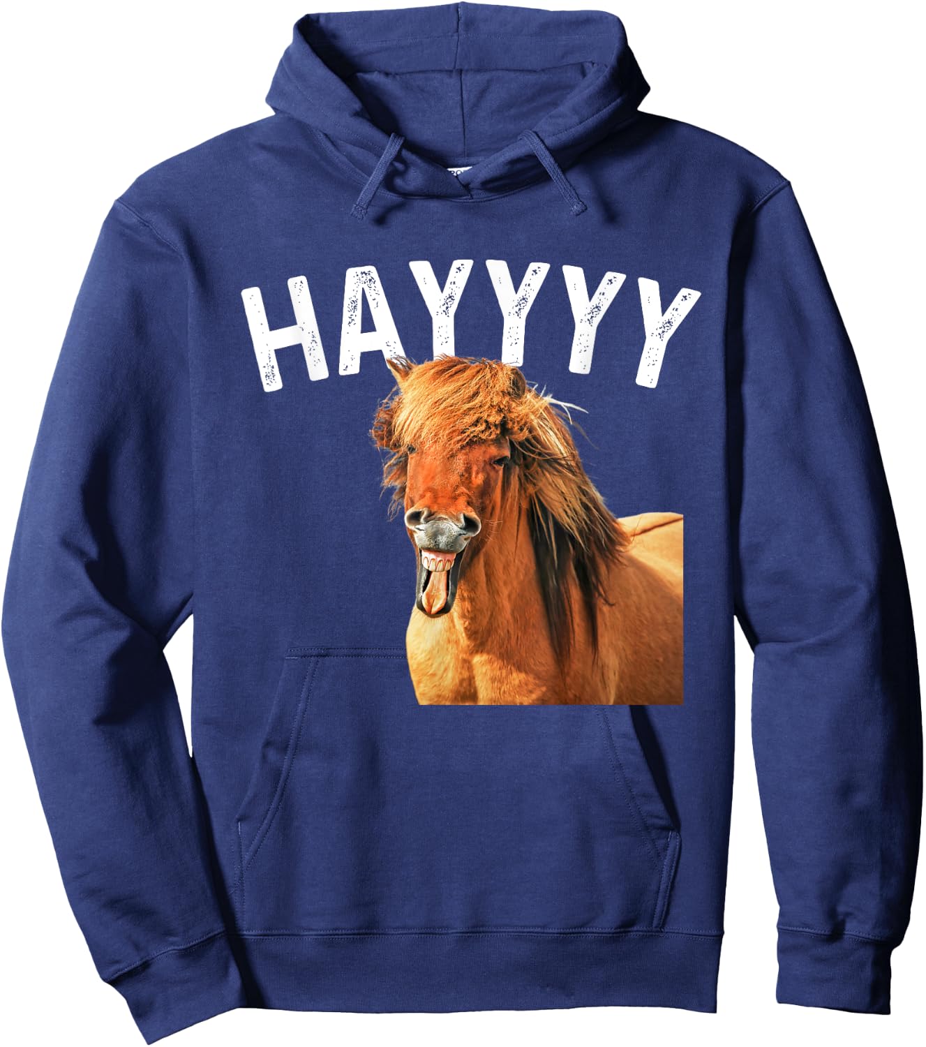 Hayyyy Funny Horse Graphic Women Kids Hoodie - Hoodie | Navy